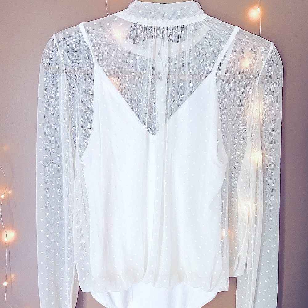 Free People Black polka dot sheer bodysuit
